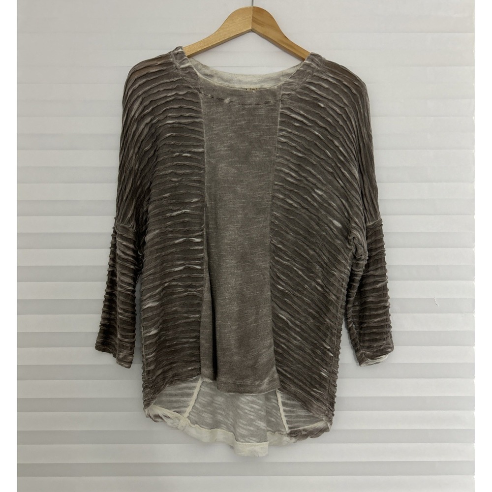 Xcvi Womens Tunic Top‎ Size XS 3/4 Sleeve Scoop Neck Pullover Textured Hi Lo